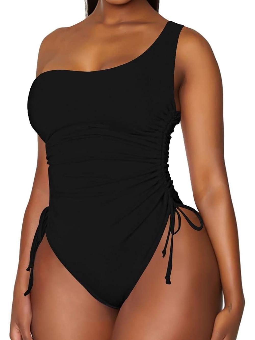 Viottiset Women's One Shoulder Ruched One Piece Swimsuit Tummy Control